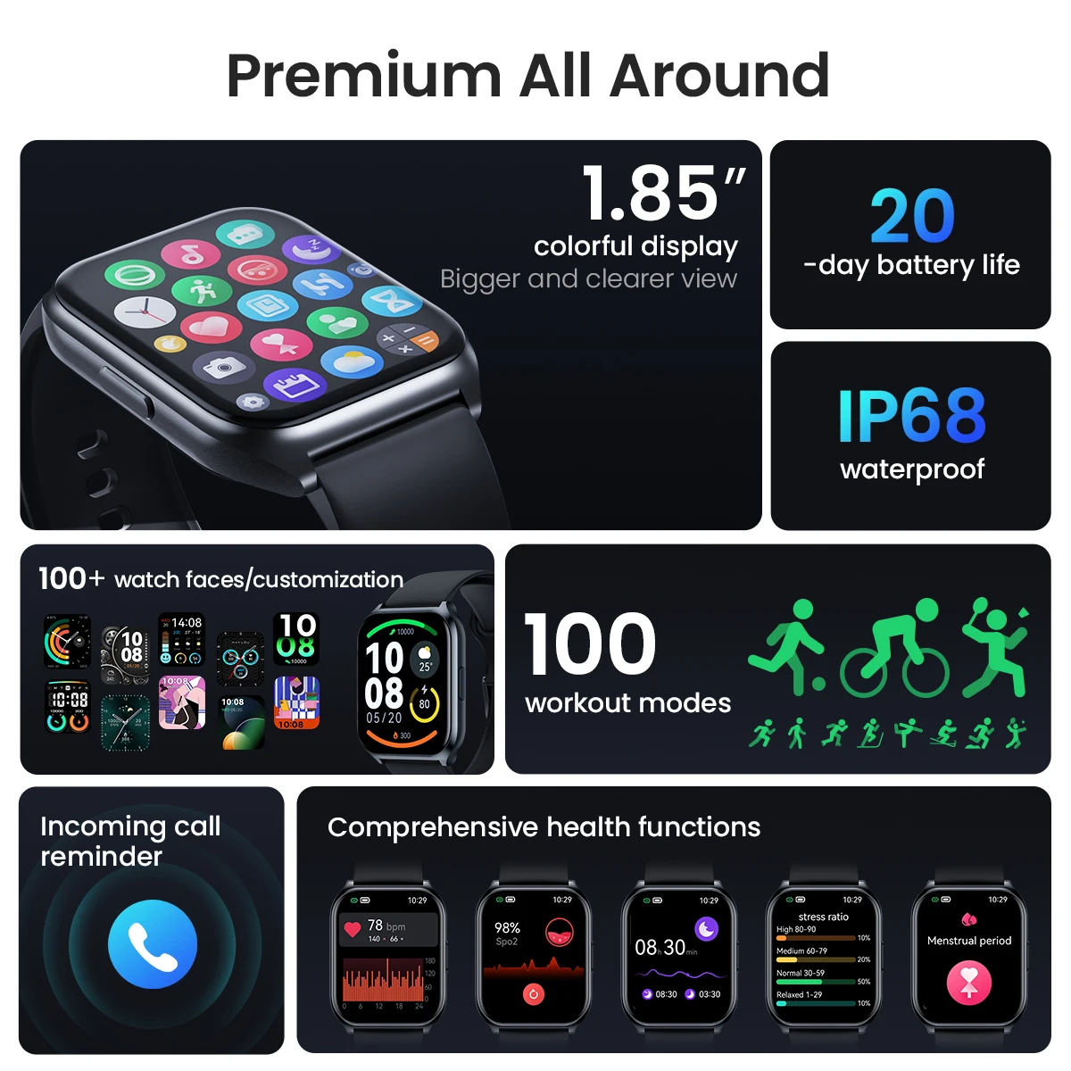 HAYLOU Watch 2 Pro (LS02 Pro) Smart Watch 1,85'' HD Display SpO2 Heart Rate Monitor 100 trybów treningów Smartwatch dla mężczyzn i kobiet