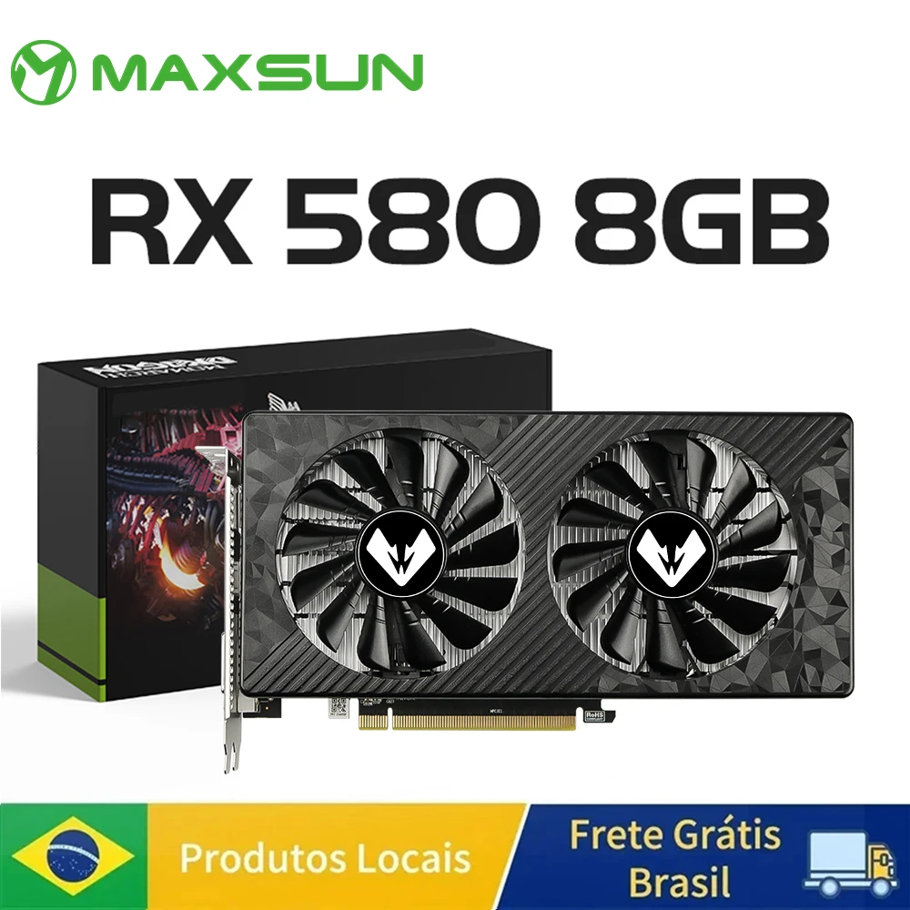 MAXSUN Cartões Gráficos Novo AMD Radeon RX580 2048SP 8G GDDR5 256bit Placa de Vídeo Para Desktop Gaming Componentes de Computador RX 580 GPU