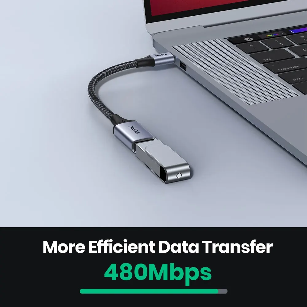 TOPK Cavo USB C a USB A Dapter OTG Tipo C Maschio a USB 2.0 Cavo Femmina per MacBook Pro Adattatore Samsung Tipo C