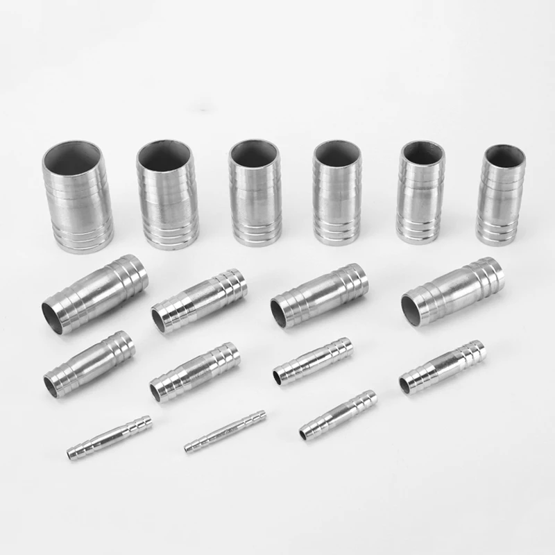 Conector de acero inoxidable 304 de doble púas OD 6, 8, 10-41mm, conector de instalación de tubería recta igual de 2 vías, junta de Pagoda, púa para manguera