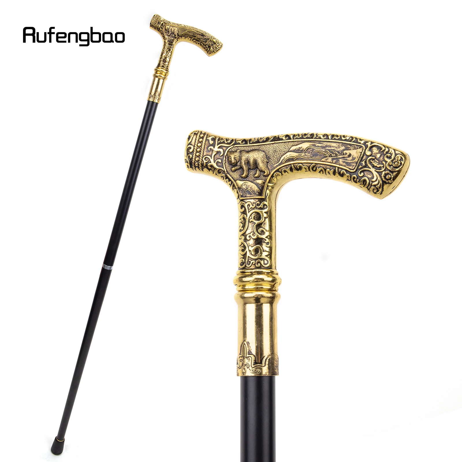 หรูหราทอง Bear Handle เดิน Cane ตกแต่งแฟชั่นเดิน Stick สุภาพบุรุษ Elegant คอสเพลย์ Cane ลูกบิด Crosier 90ซม.
