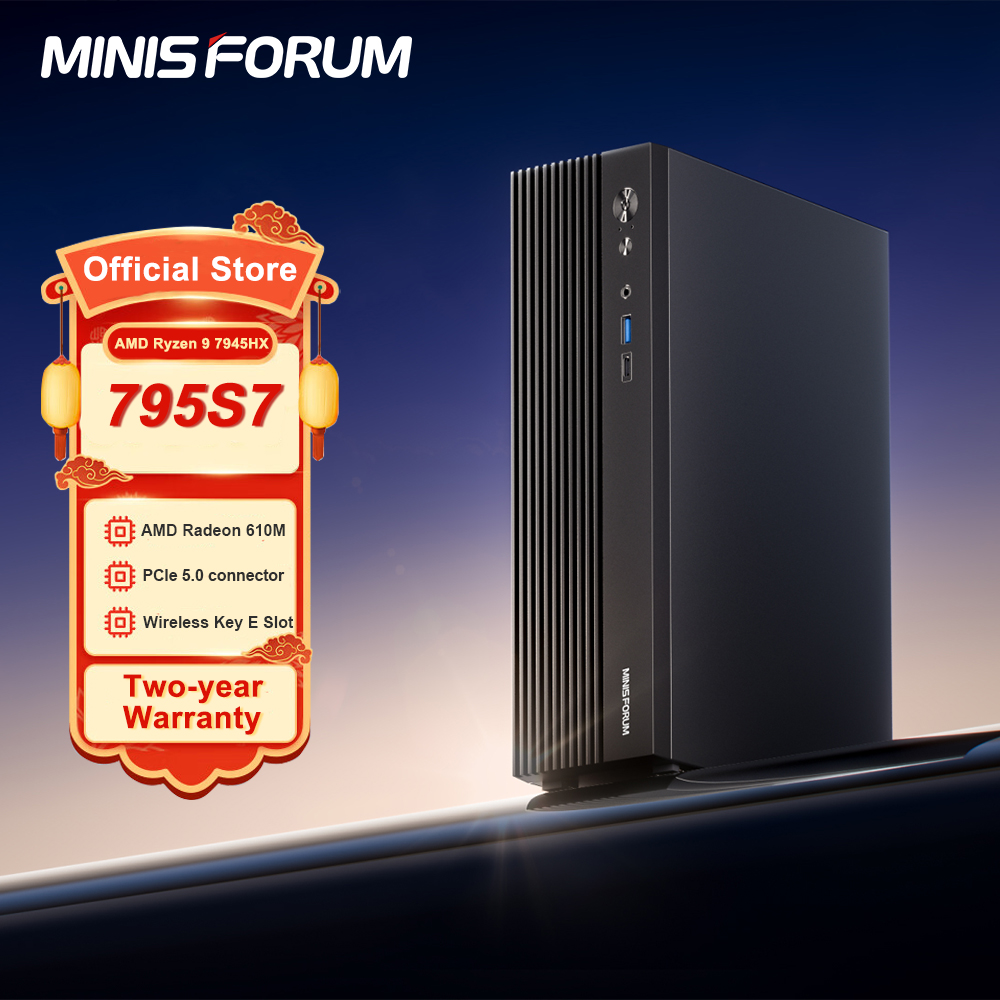 MINI PC MINISFORUM 795S7 AMD Ryzen 9 7945HX ITX PC DDR5 32GB 1TB SSD con GPU RTX4060 PCIE5.0 HDMI DP1.4 Mini ordenador de escritorio