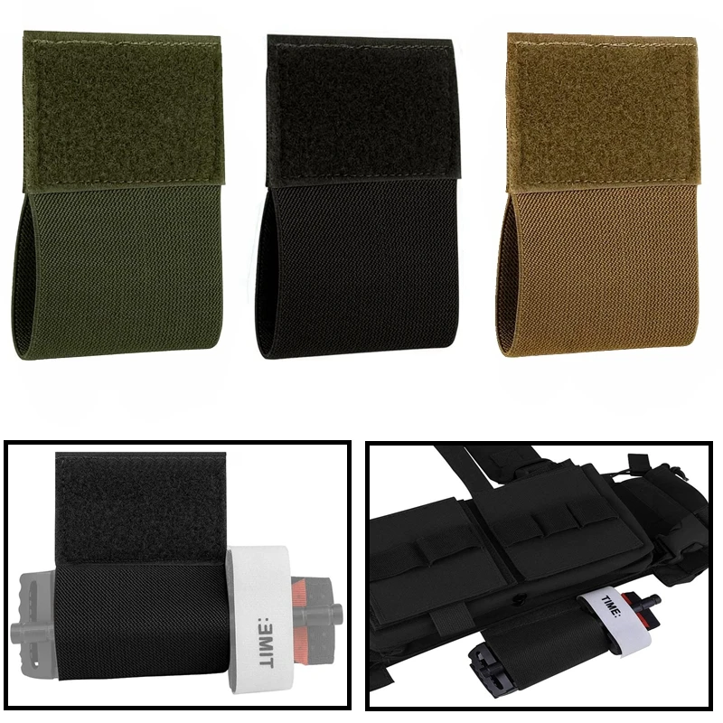 Soporte de torniquete elástico con gancho y bucle, bolsa EDC para exteriores, portador de placa, aparejo para el pecho, chaleco, cinturón, soporte de almacenamiento EMT, 2 uds.