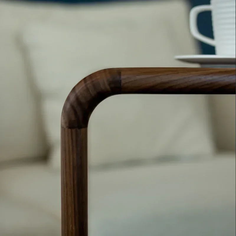 Mesa lateral minimalista nórdica – mesa de centro de madeira maciça, suporte de canto para sofá, móveis de nogueira preta, decoração de sala de estar.