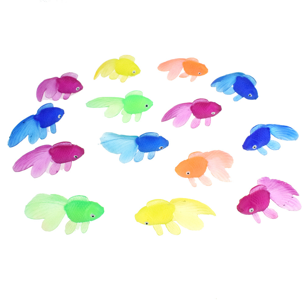 10 unids/set Mini pez dorado de goma suave juguetes de baño para bebé simulación de plástico pequeño pez dorado juguete de agua diversión niños natación juguetes de playa