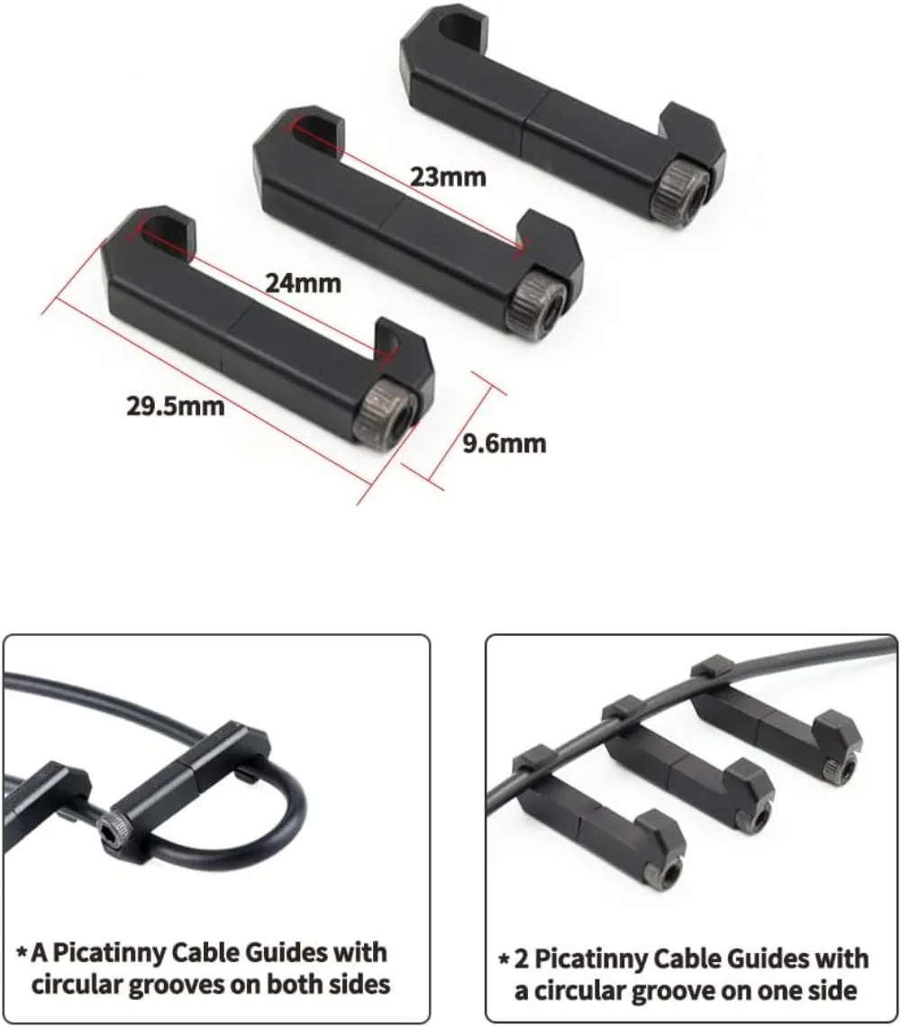 Pressostato tattico per luce Guide per cavi Picatinny in alluminio per torcia e clip per cavi per interruttori a nastro laser (nero)