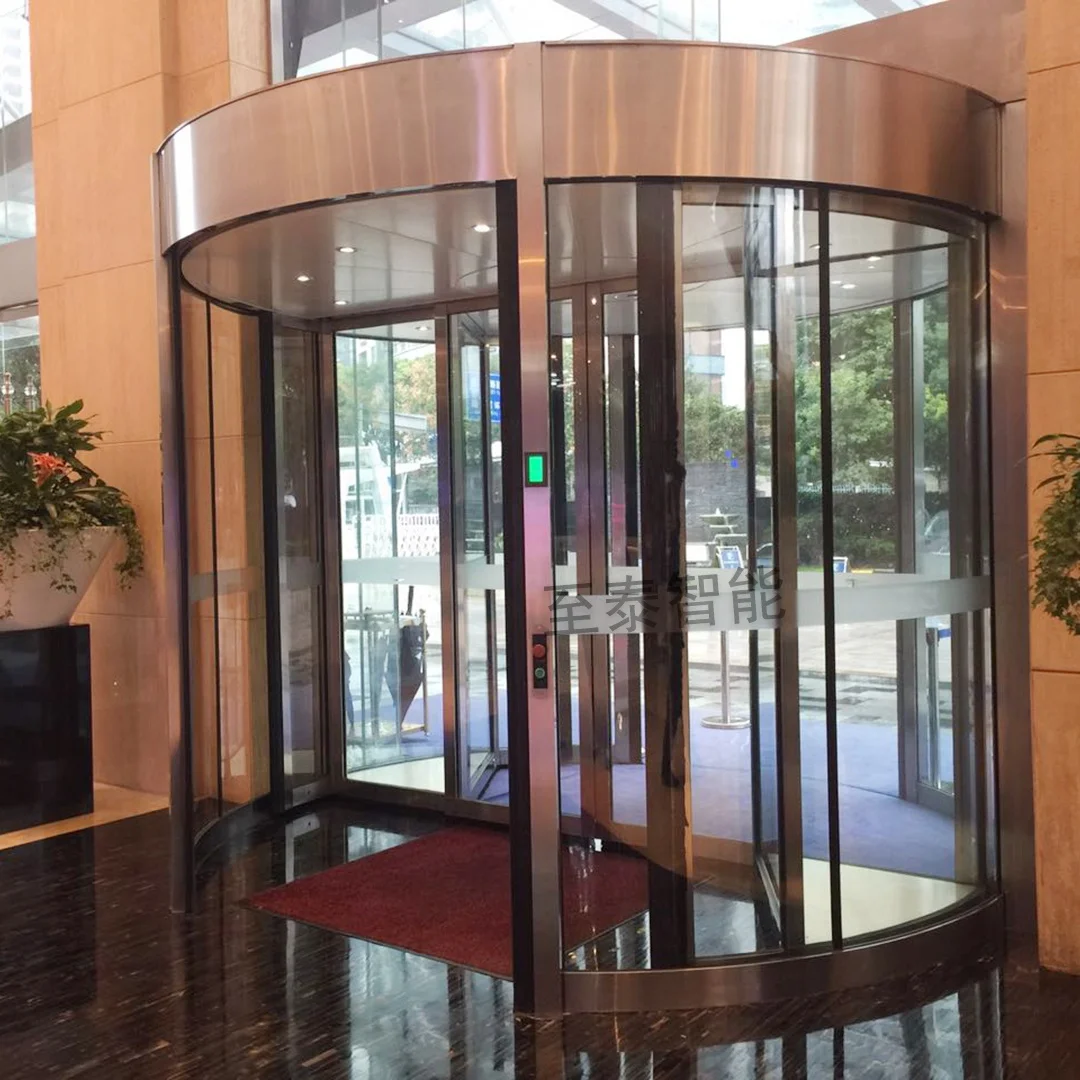 Automatic Induction Revolving Door, Double Leaf, Hotel Glass Revolving Door, Anti-collision, Customized Size