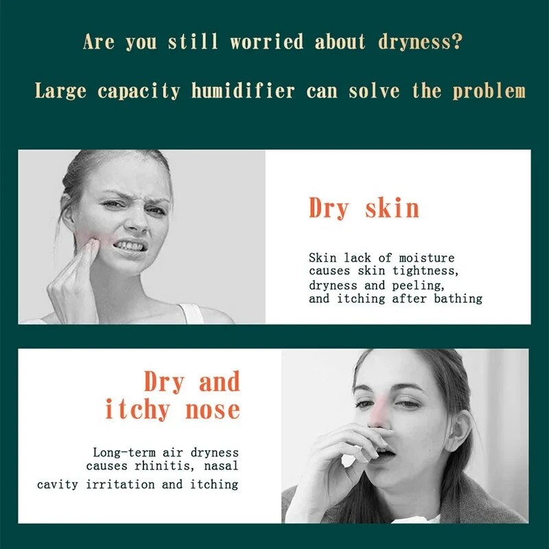 Large Capacity Dual Spray Humidifier Usb Home Bedroom 2L Silent Water Replenisher Air Purifier Wireless Water Diffuser Office