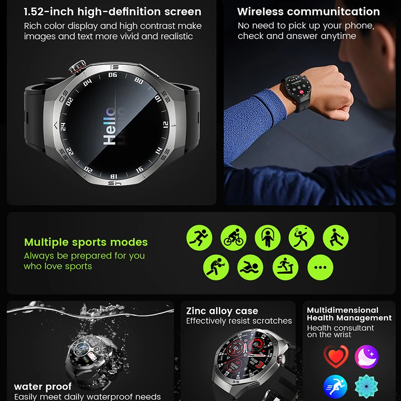 2025 neue Für Android und ios Smart Uhr Männer AMOLED Bildschirm GPS Motion traject Herzfrequenz Bluetooth Anrufe SmartWatch wasserdicht