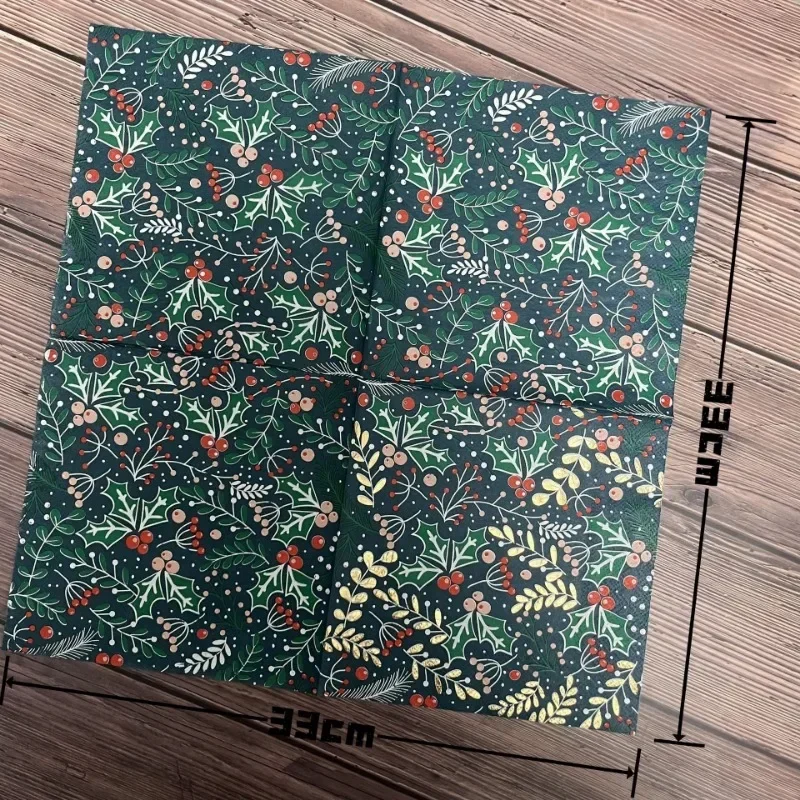 15 pièces/paquet 33cm 3 plis estampage fête serviettes en papier serviettes colorées de noël décoration de noël napperons en papier en gros