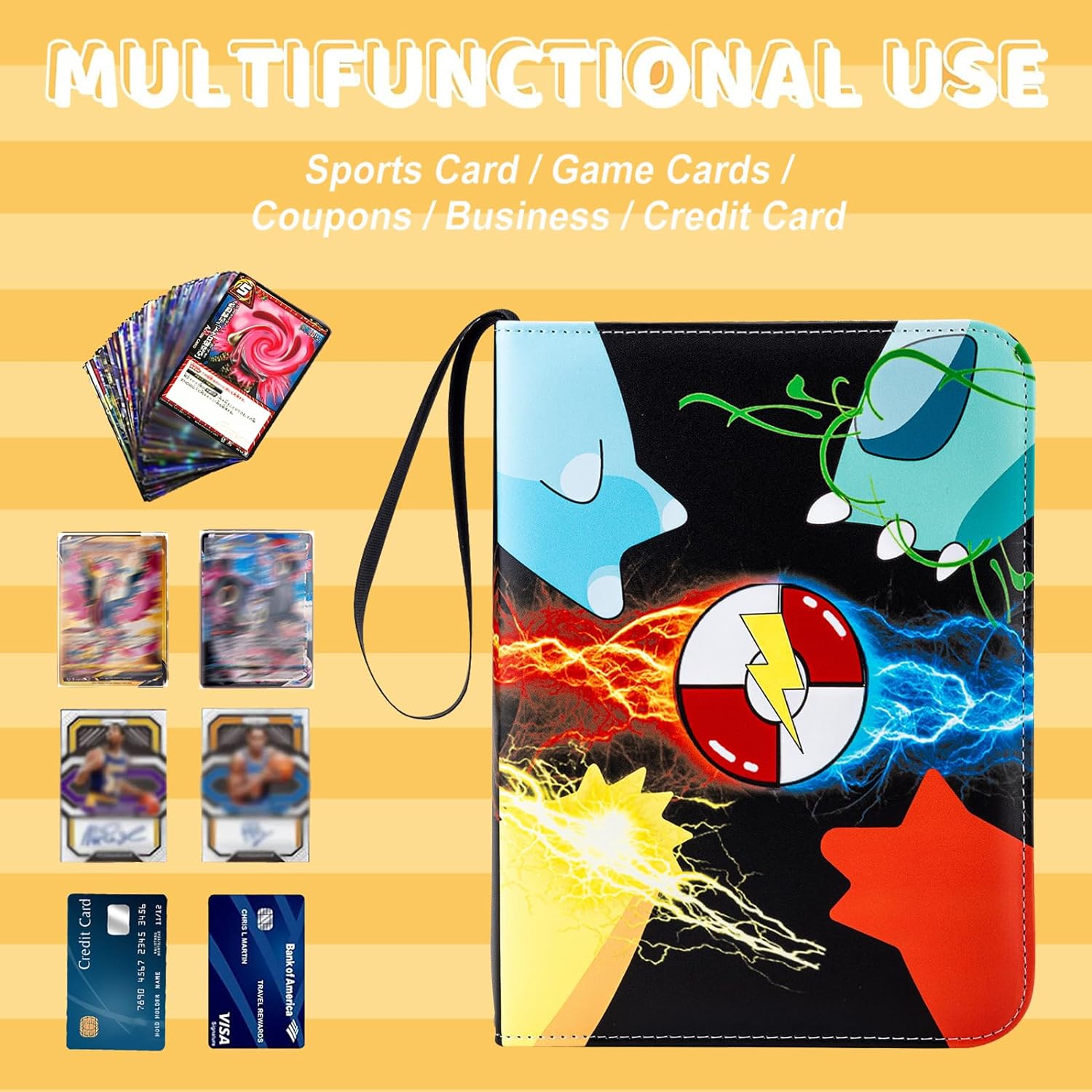Trading Card Binder 400 Pocket Personalizable Categorizable Card Collection Binder for Pokemon Card Book Holder with 50 Sleeves