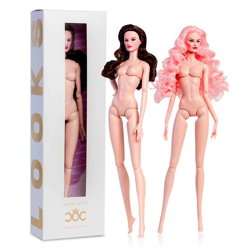 Mode européenne 1/6 32cm BJD poupée rose corps cheveux blonds peau blanche tenue quotidienne fête robe mignonne filles bricolage jouets cadeaux d'anniversaire