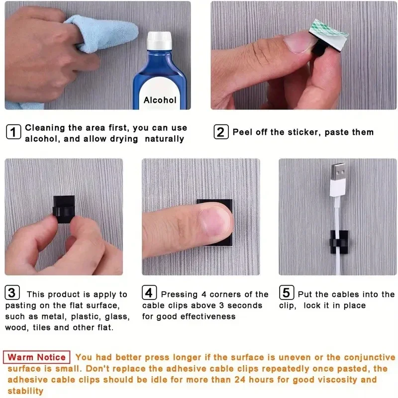 50 Self-Adhesive Cable ClampsการจัดการสายเคเบิลสายBracket ClampสายTie Bracketเหมาะสําหรับรถยนต์,สํานักงานและครอบครัว