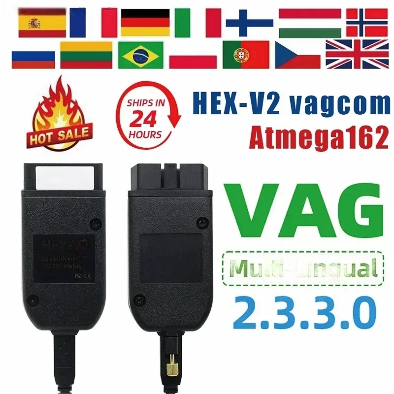 2025 VCDS VAGCOM Interface VCDSCAN HEX V2 mise à jour 23.3.3 pour VW pour AUDI Skoda Seat outils de diagnostic de voiture multilingue