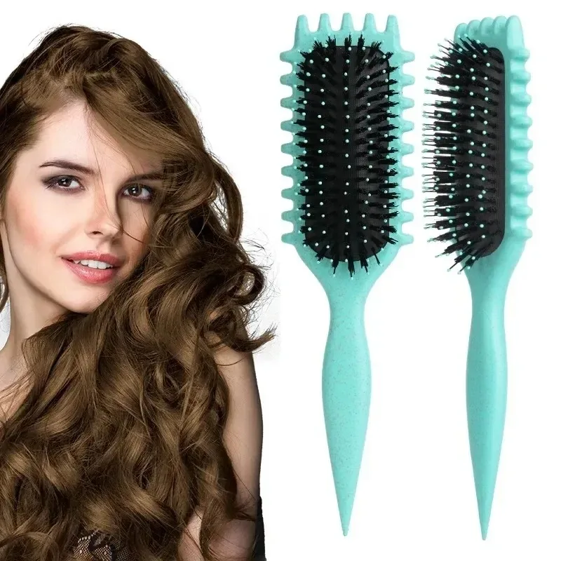 Salon Styling Krullend haar Stylingborstel Krulhaarborstel voor kammen en vormgeven Krullen voor heren en dames Verminder trekgereedschap
