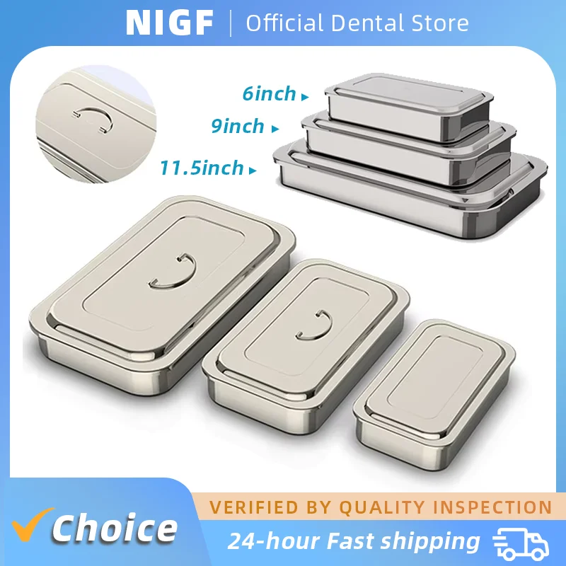 NIGF Dental Tablett Chirurgische Pflege Deckel Medizinische Ausrüstung Sterilisator Behälter Für Zahnarzt Lagerung Box Edelstahl Instrument