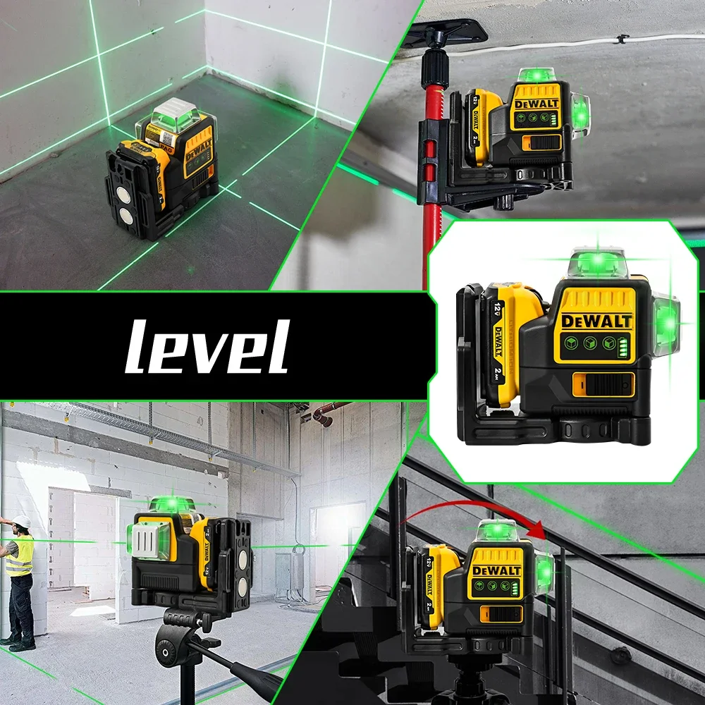 Dewalt DW089 Laser level 3 Sides*360 Degree Vertical 12 Line Self-Leveling Horizontal And Vertical Cross Line Tools 12V Battery