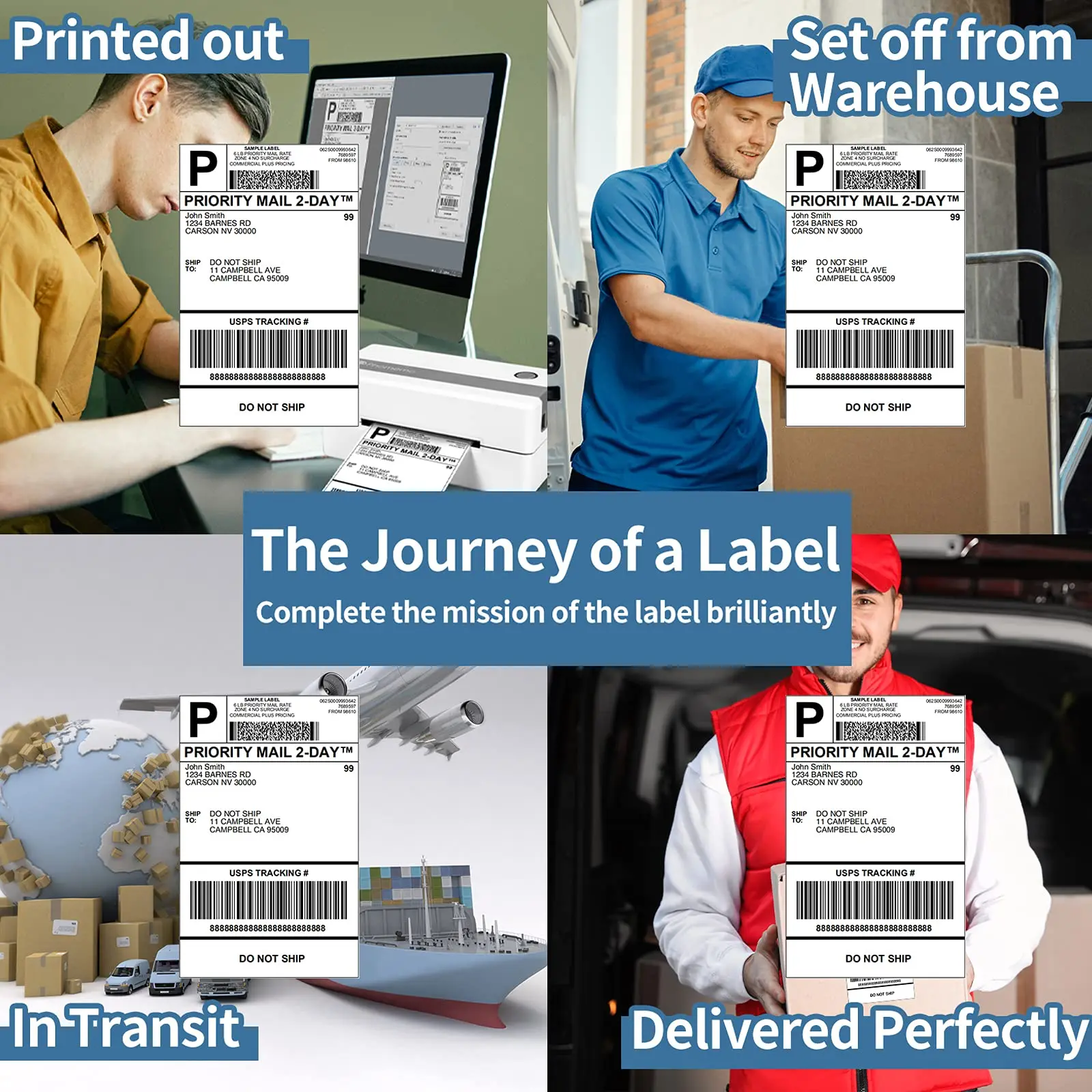 Phomemo A6 formaat 4x6'' 4x4'' Verzendlabels FanFold Paper 241BT 246S D520 DYMO 4XL Zebra Munbyn voor LOGO Barcode