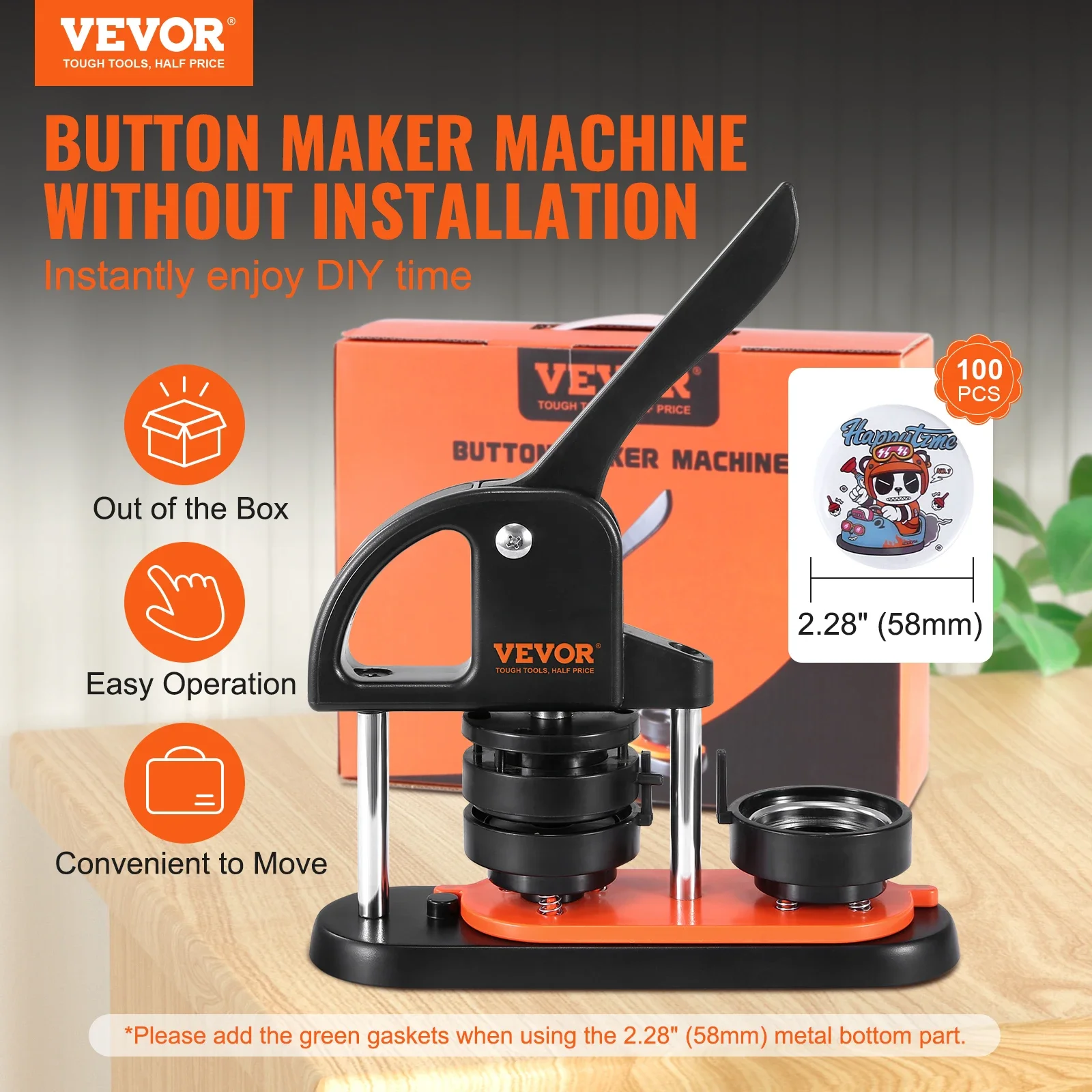 Vevor Button Maker 25/32/58 Pin Maker mit Knopf teilen Ergonomischer Lichtbogen griff Punch Press Kit Button Maker Maschine