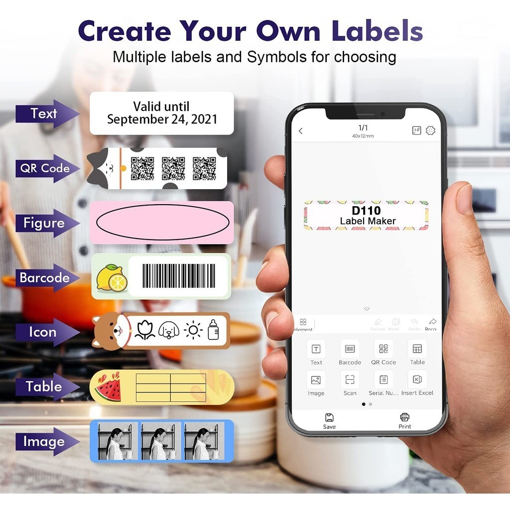 Niimbot D110 Mini Thermal Printer Portable Adhesive Label Printer Multifunctional Cute Stickers Labeller For Children DIY Gift