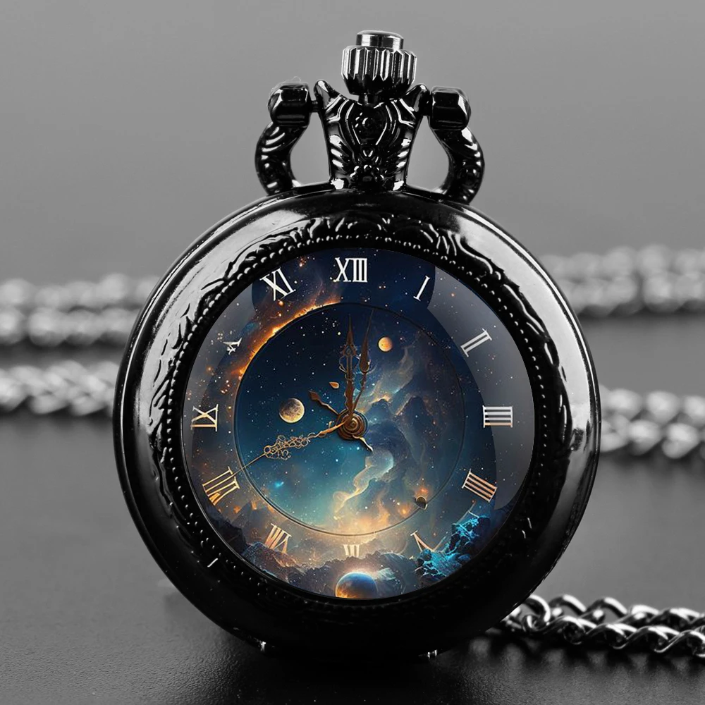 독특한 Steampunk 유리 돔 빈티지 석영 주머니 시계 남자 여자 펜던트 목걸이 체인 매력 시계 시간 시계 보석 선물
