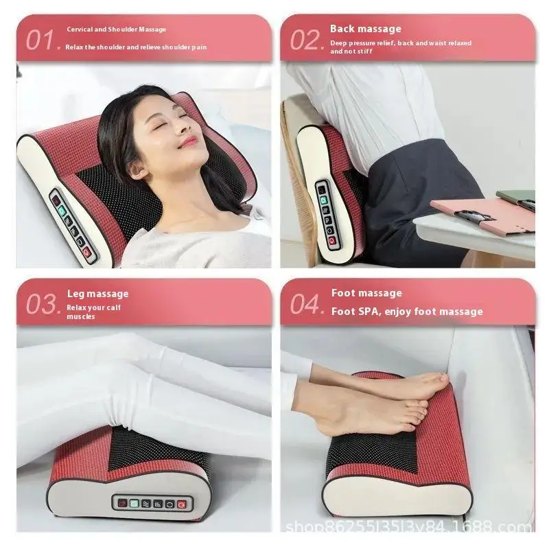 Massageador multifuncional de pescoço e ombro, ferramenta doméstica para amassar pescoço e costas com massagem de compressa quente ajustável múltipla