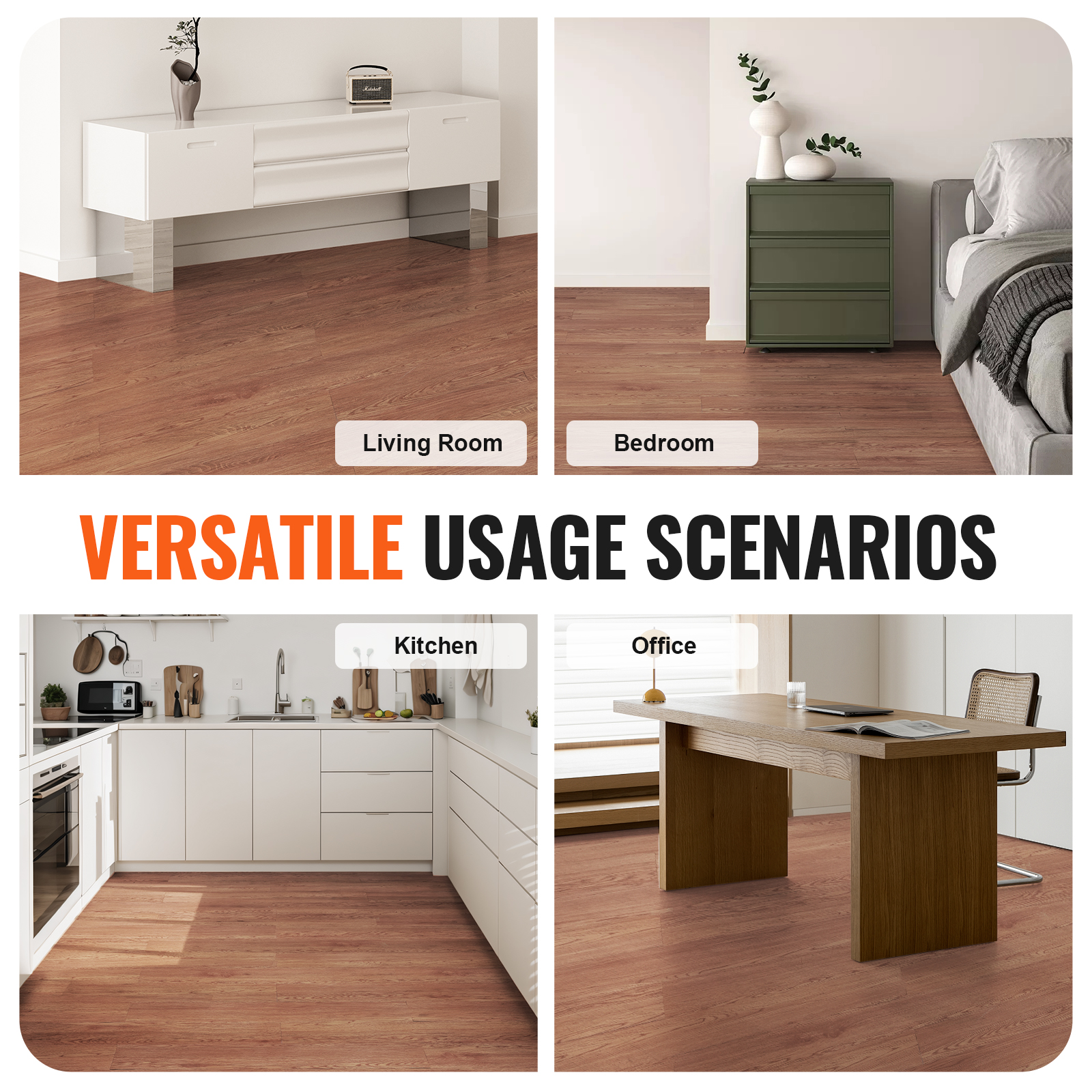 Vevor telhas autoadesivas de vinil, 36x6 polegadas, 36 telhas, casca e bastão de 2.5mm de espessura, piso diy de grão de madeira marrom profundo para casa