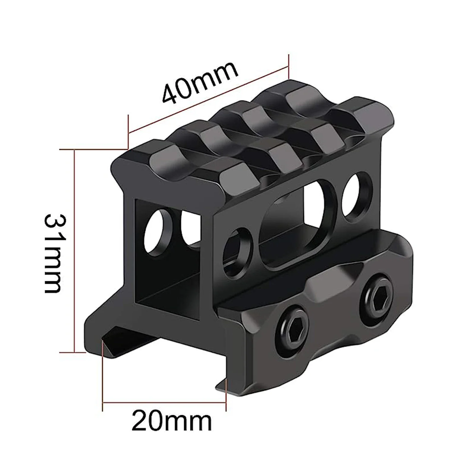 Montagem riser 1 "de altura picatinny curto riser montagem liga de alumínio escopo riser base montagem 20mm trilho picatinny