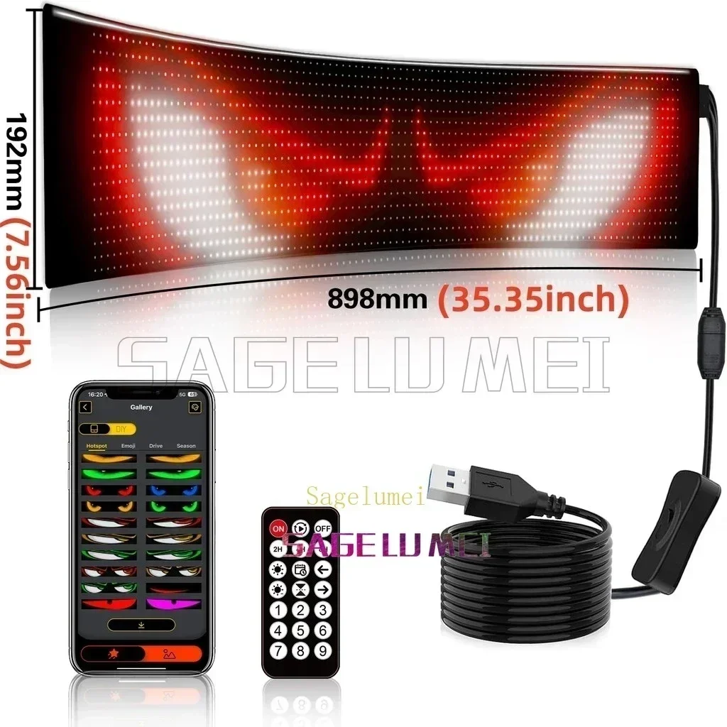 Großes LED-Panel, flexibles Display, DIY programmierbares Schild, Animation, LED-Matrix-Panel, mehrsprachiges LED-Licht für Auto, LKW, böser Blick