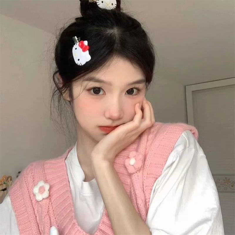 Horquilla Kawaii Sanrio Hello Kitty para niñas, adornos, accesorios de Anime, diadema de dibujos animados, coleteros, tocado circular para el cabello, regalos para el cabello