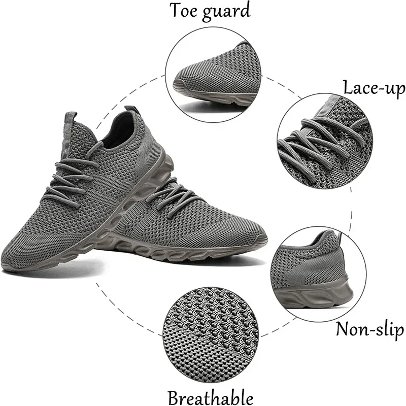 Fujeak Herren-Turnschuhe, atmungsaktive Laufschuhe, leicht, bequem, Freizeitschuhe, klassischer vulkanisierter Schuh, modischer trendiger Mesh-Schuh