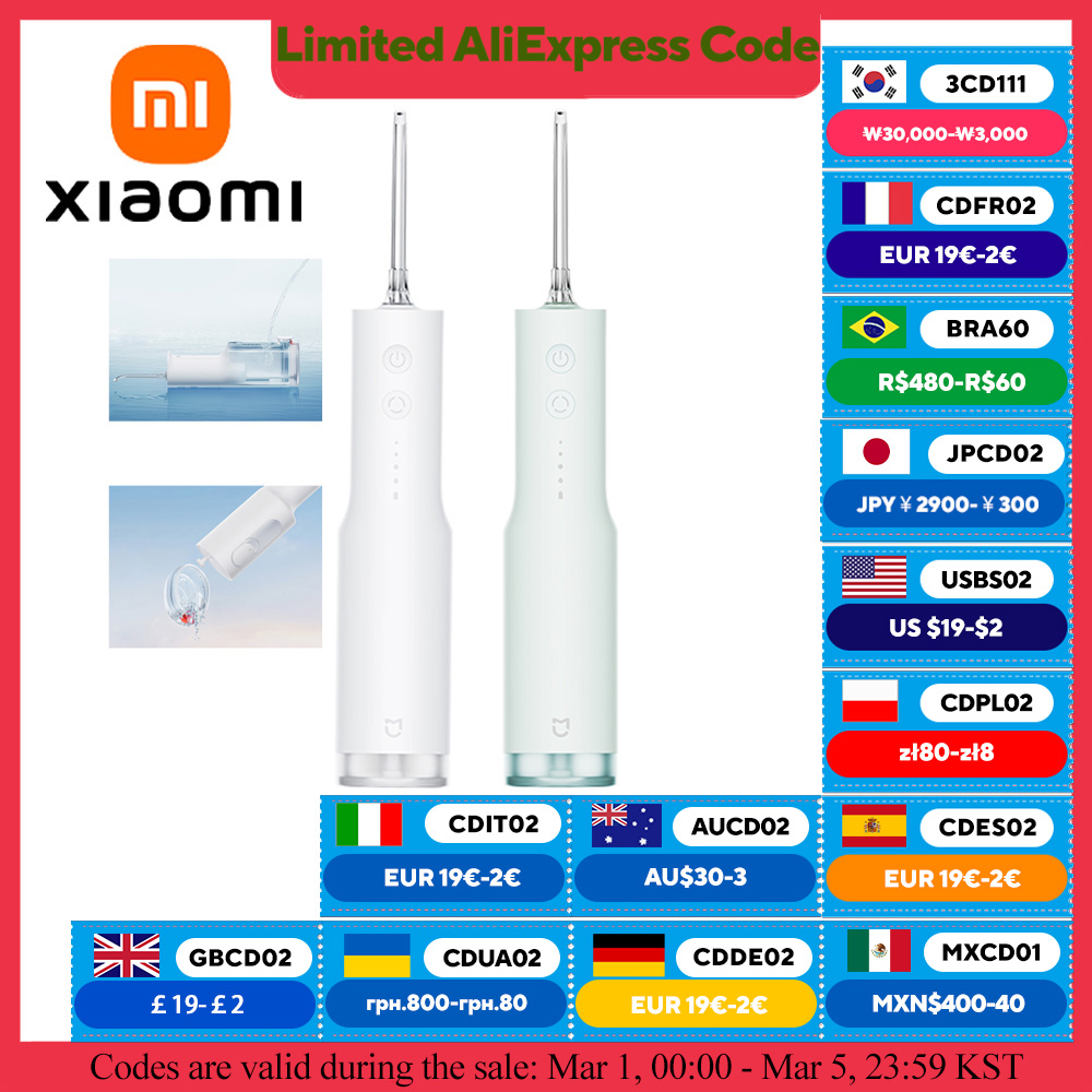 Xiaomi mijia f300 portátil irrigador oral dental para irrigador dentes água flosser limpador oral fio de água dentes