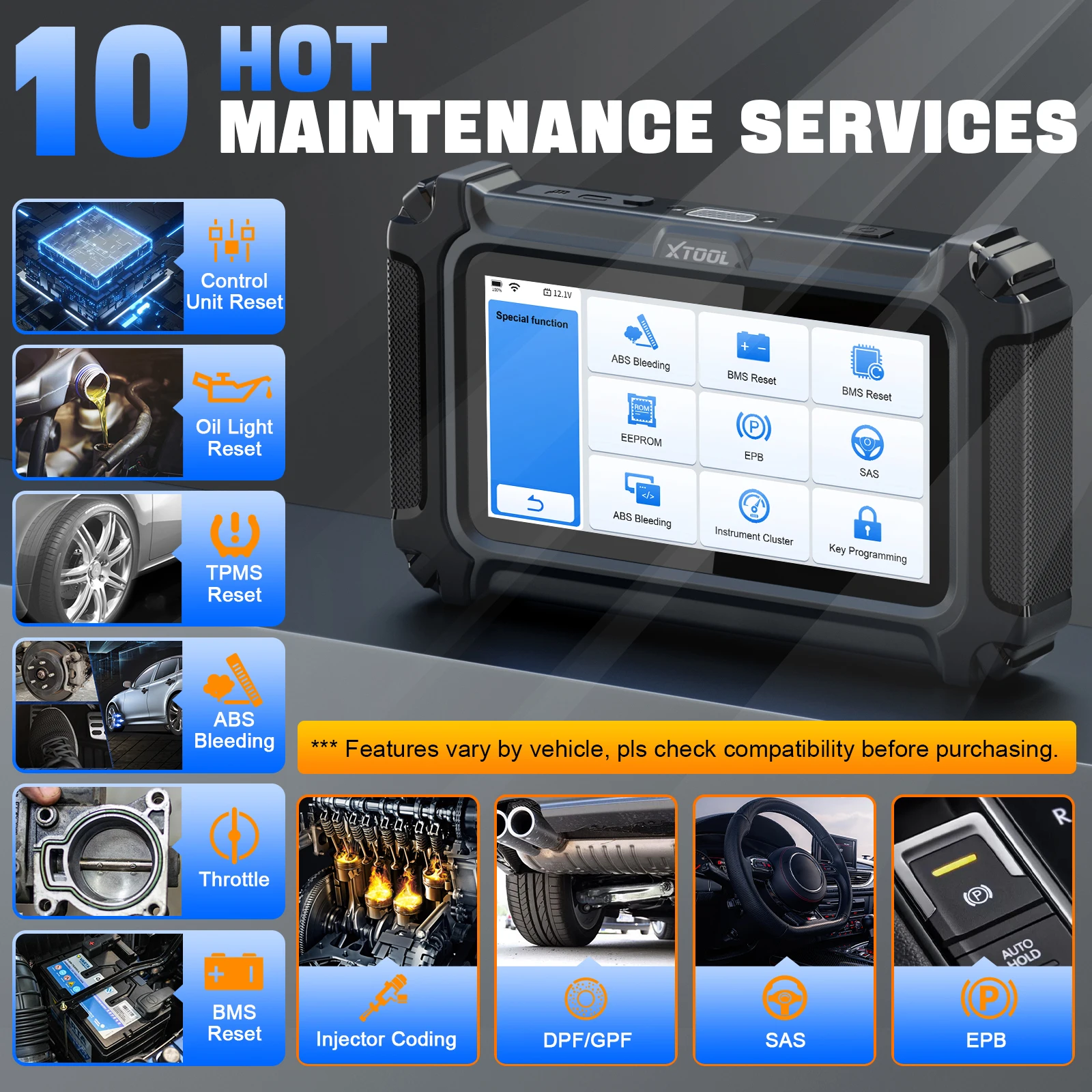 XTOOL D5 Autodiagnosetool ÖL TCM DPF ABS EPB Reset Injektorcode FCA/DOIP-Protokoll lebenslanges kostenloses Update