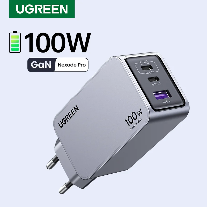 Cargador UGREEN 100W GaN USB C con Carga Rápida QC4.0 y 3.0 para Macbook, Laptop, Tablet y Carga Rápida PD para iPhone 17, 16, 15 Pro