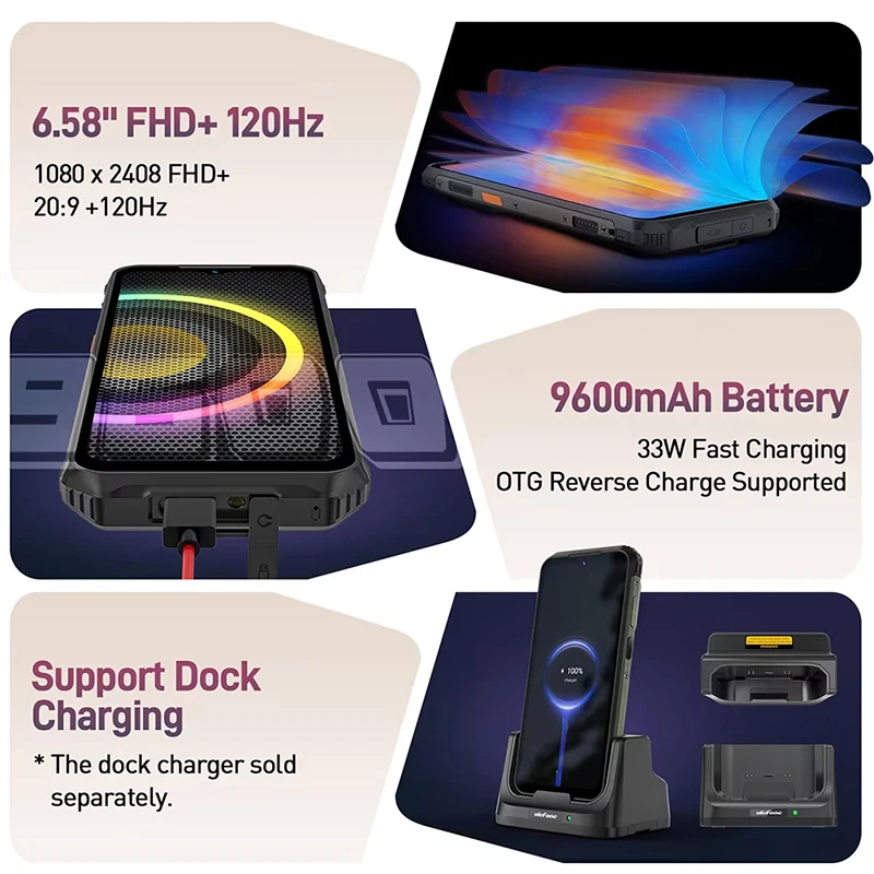 Ulefone-Armor 21 Smartphone Robusto, Celular Versão Global, 4G Celular, 16GB de RAM, 256GB ROM, Android 13, G99, 64MP, 9600mAh