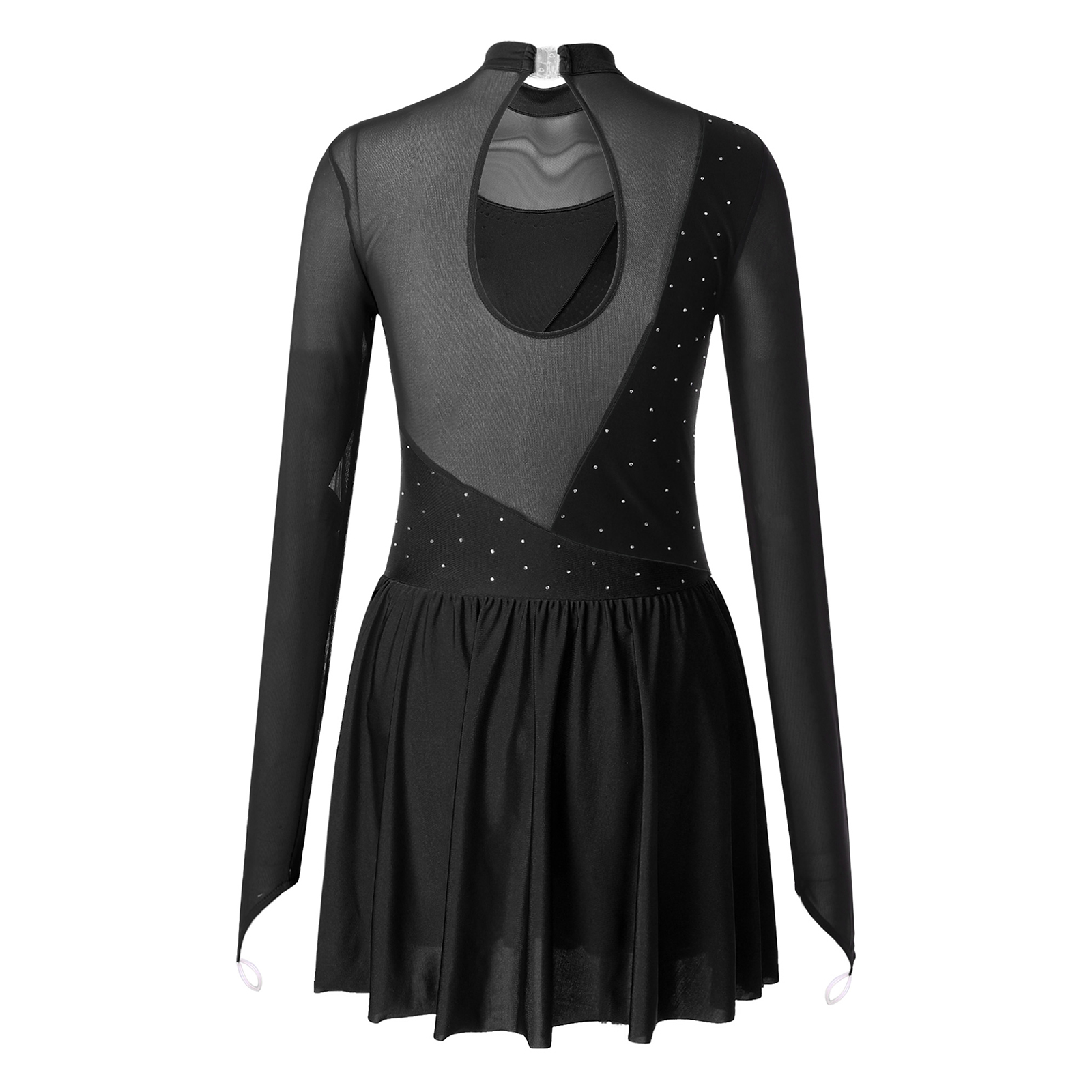 Damen Gymnastik Ballett Tanz Outfit Ballett Lyrical Dance Performance Kostüm Glitzerndes Strass Trikot Eiskunstlauf Kleid