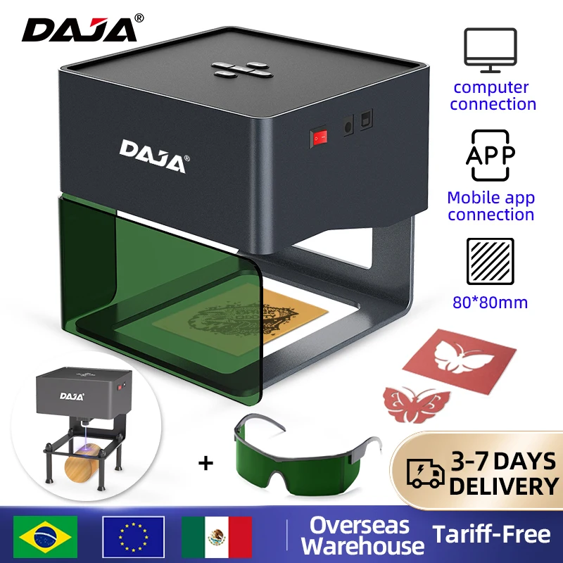 DAJA Mini Di Động Laser Khắc Tự Làm Bluetooth Máy Vẽ Dog Tag Giấy Da Gỗ Nhựa Logo Máy CNC