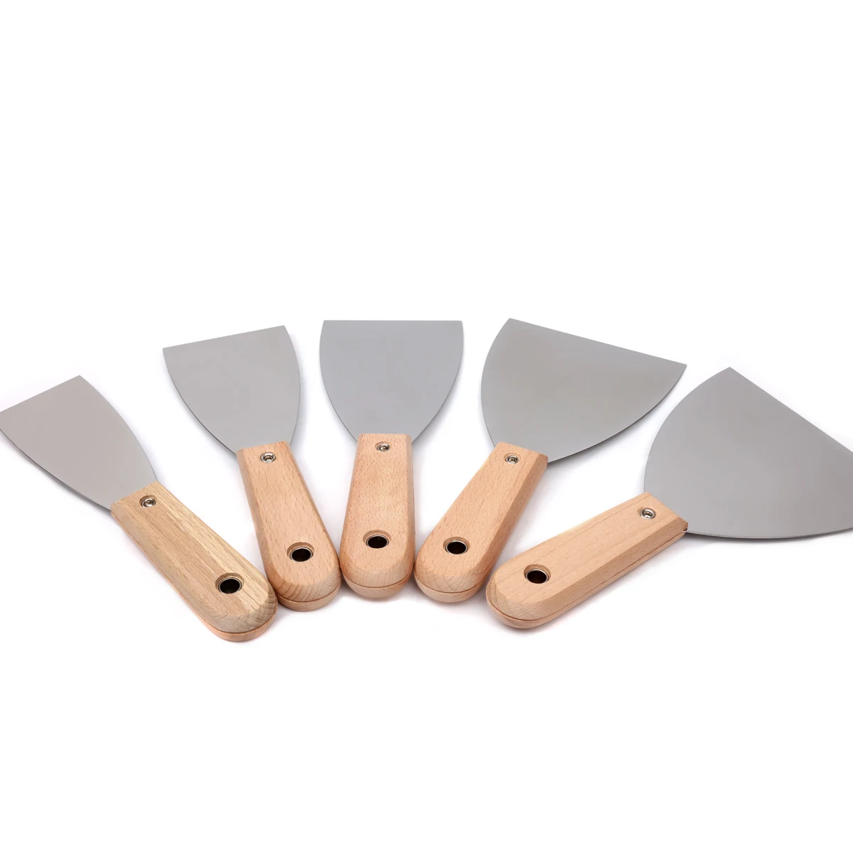 스테인레스 스틸 퍼티 나이프 나무 손잡이 홈 개선 건설 목공을위한 1-6 인치 전문 DIY 벽 수리 도구