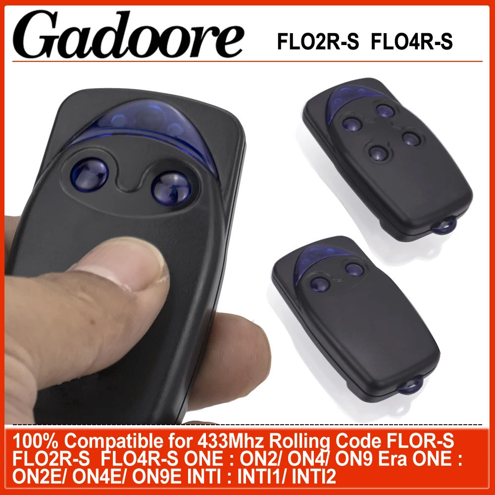 Gadoore  FLO2R-S FL04R-S Código de rol de 433 MHz Control remoto para puerta de garaje FLO2R-S FL04R-S  Nice FLOR-S FLO2R-S FLO4R-S Control remoto de puerta compatible NICE ON1 ON2 ON4 ON1E, ON2E ON4E, FLO1R-S FLO2R-S