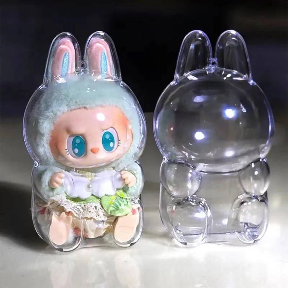Neues 17 cm großes LABUBU Clear Macaron Case, Staubhülle, Gehäuse, Popmart Bubble Mart Puppenzubehör, Puppenzubehör, Weihnachtsgeschenke