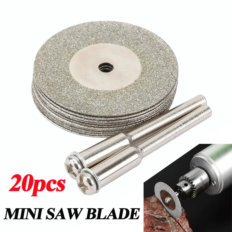 20pcs Diamond Blade Cut Off Disc Wheel Circular Saw Rotary Tool Disk Mini Drill Wood Stone Plastic Glass Ceramic Sharp Cutter