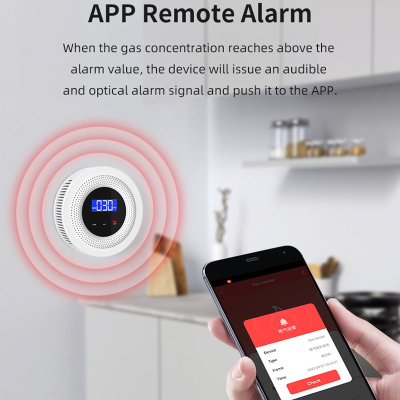 EARYKONG Wifi Sensor de Gás Natural Combustível Doméstico Inteligente Detector de Alarme de Gás GLP Sensor de Vazamento Detectores de Temperatura Wifi