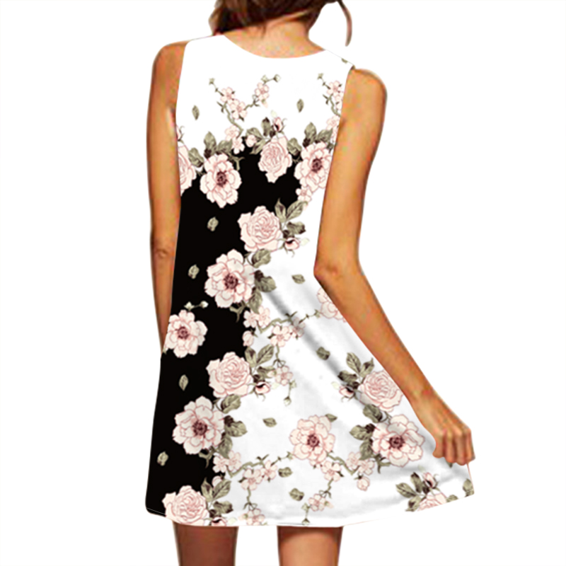 2024 nuovo vestito da donna transfrontaliero europeo e americano con scollo a v senza maniche vestito da commercio estero con orlo grande stampato Sexy