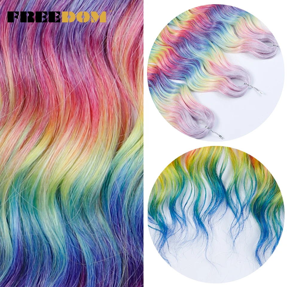 VRIJHEID Synthetische Vlechten Hair Extensions Natuurlijk Diep Golvend 24 inch Lang Krullend Vlechthaar Ombre Bruin Regenboog Twist Gehaakt Haar