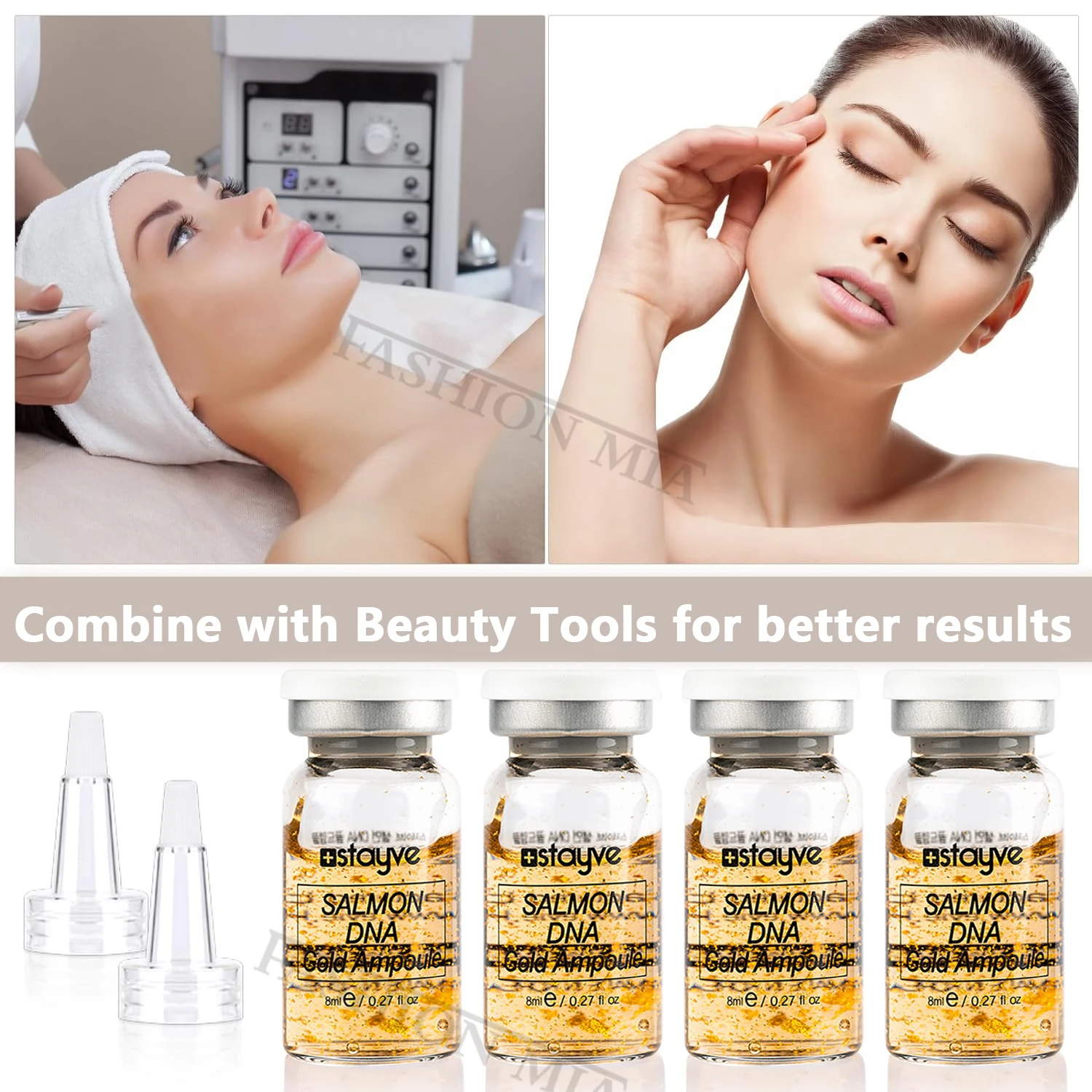 Stayve-Kit de suero de ampolla dorada de ADN de salmón, 8ml, brillo Natural, blanqueamiento, hidratación, rejuvenecimiento, cuidado de la piel