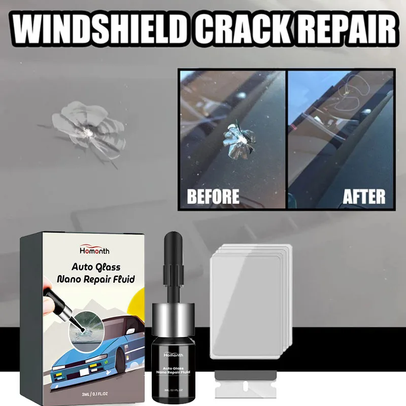 Nano líquido de reparación de vidrio para coche, Kit de reparación de parabrisas de coche, pegamento de reparación de grietas roturas de vidrio, accesorios de coche para espejo de ventana