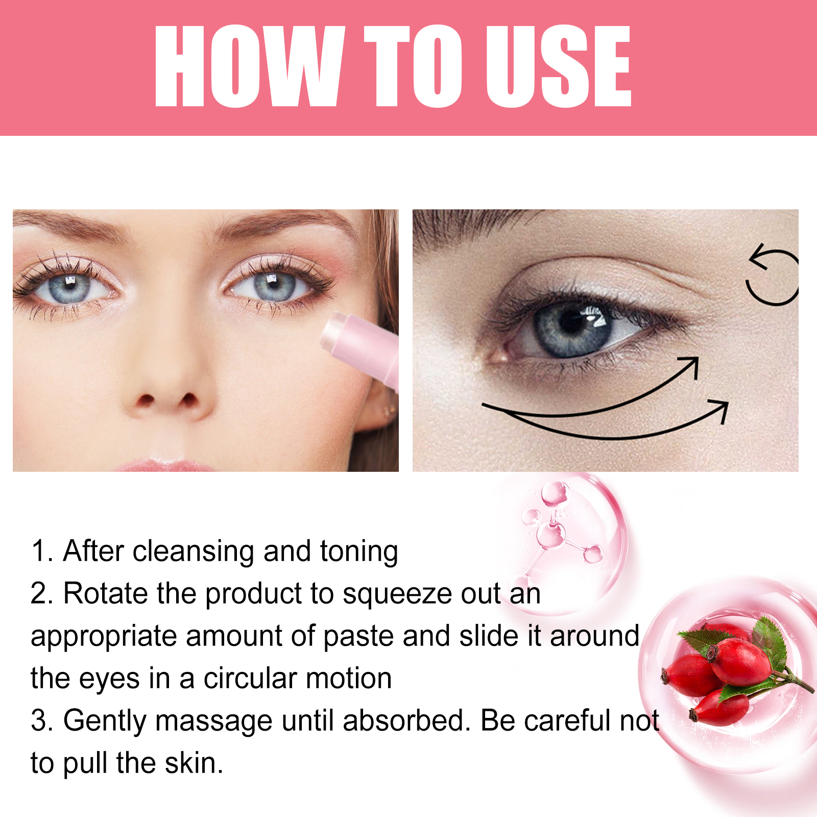 Women Extra Renewing Rosehip Eye Balm For Face Lifting Moisturizing Balm Stick Deep Hydration Moisturizer Eye Care