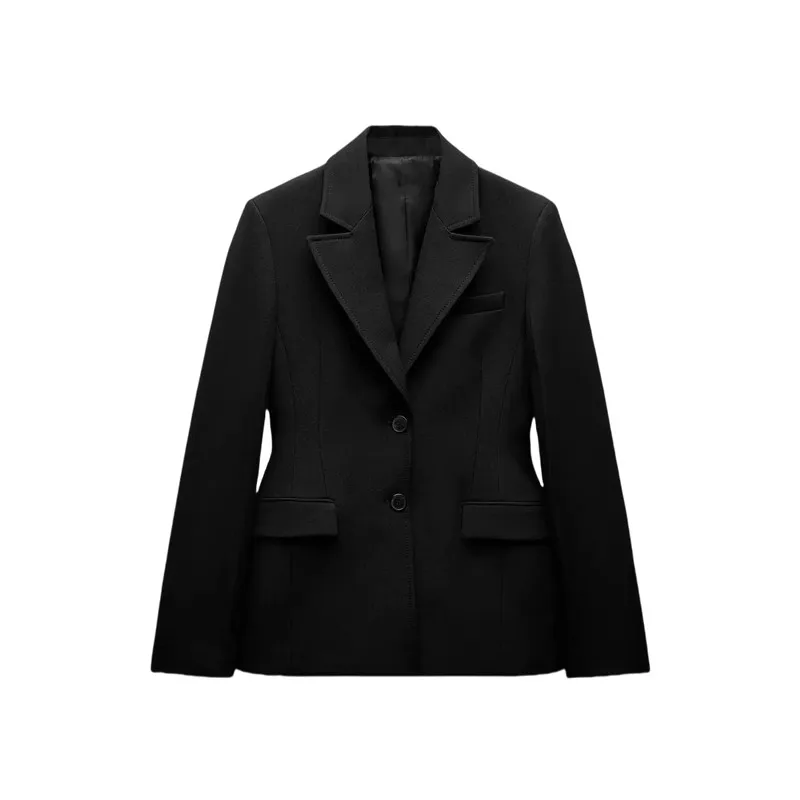 ZW Série Ombro Acolchoado Slim Fit Terno Jaqueta para Mulheres ETJ 2025 Nova Coleção com Cintura Cinching Design Jaqueta de Terno Casual