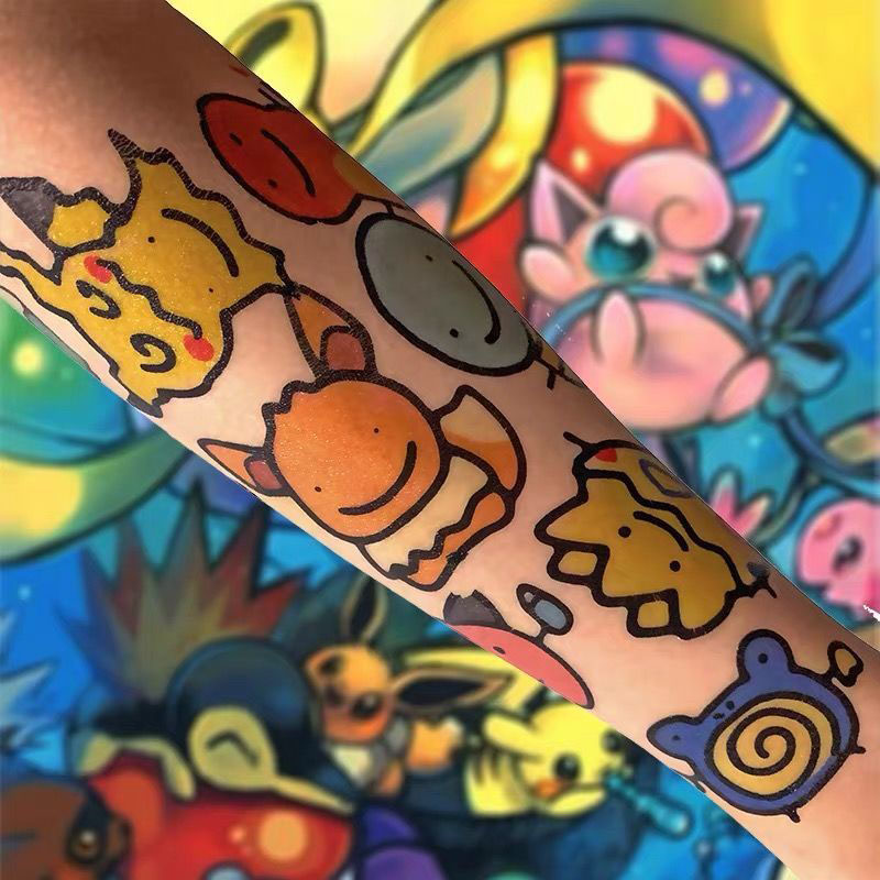 30 pçs original pokemon tatuagem adesivos dos desenhos animados à prova dwaterproof água pikachu adesivo engraçado kawaii crianças menina natal presente de aniversário brinquedo