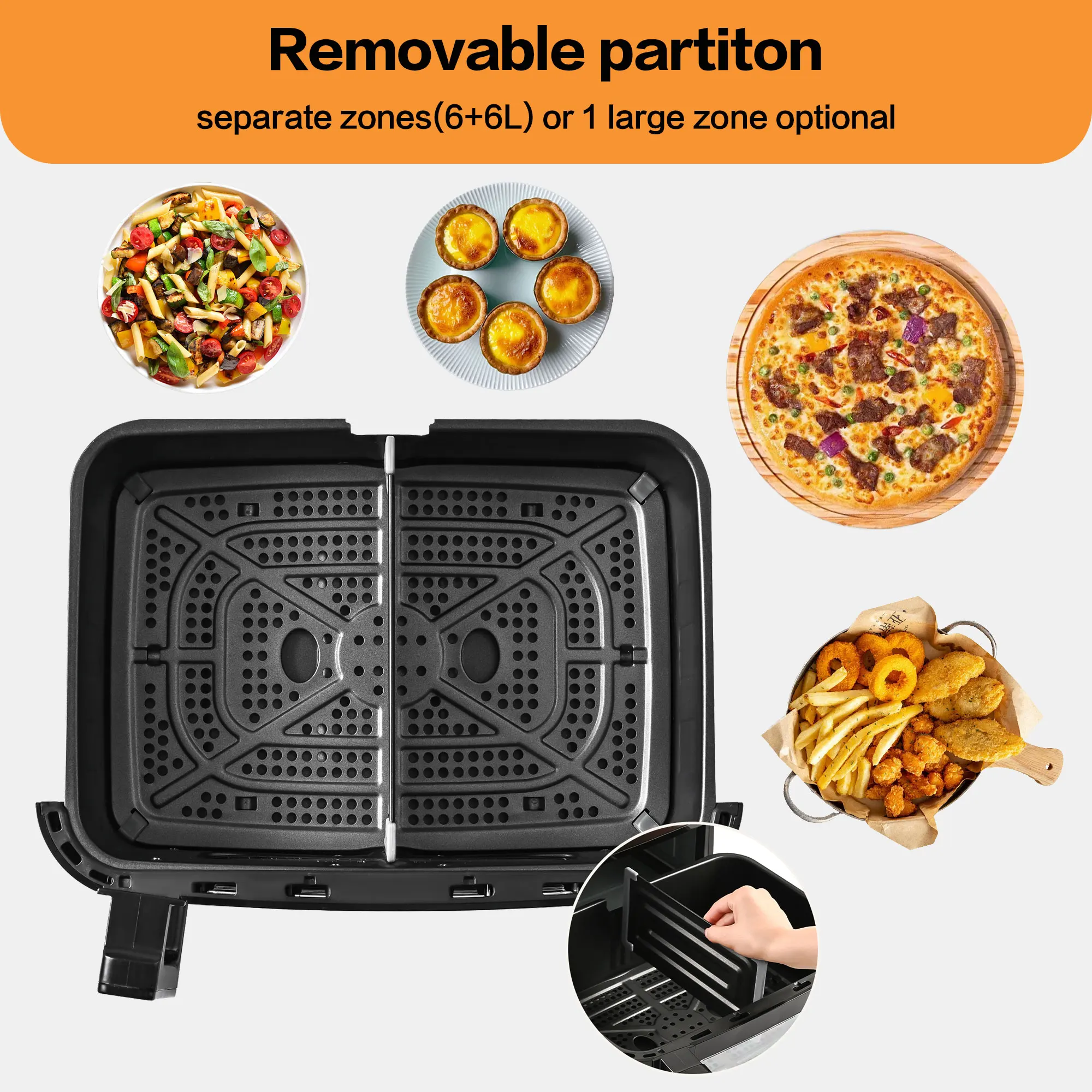 Friggitrice ad aria calda da 12 litri con una o doppia camera regolabile, friggitrice XXL con touchscreen 8 programmi, friggitrice ad aria calda con finestra di visualizzazione